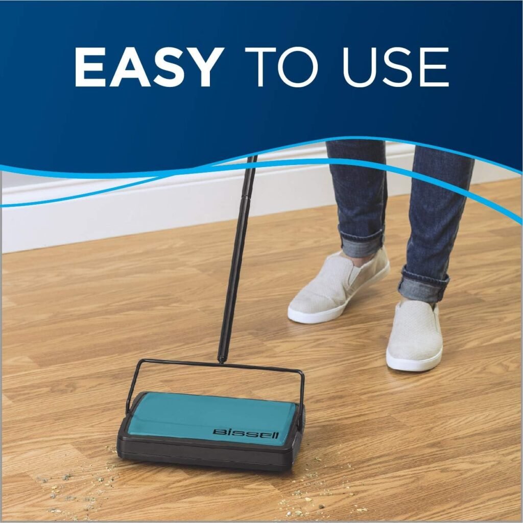 Bissell Easy Sweep Compact Carpet Floor Sweeper, 2484A, Teal