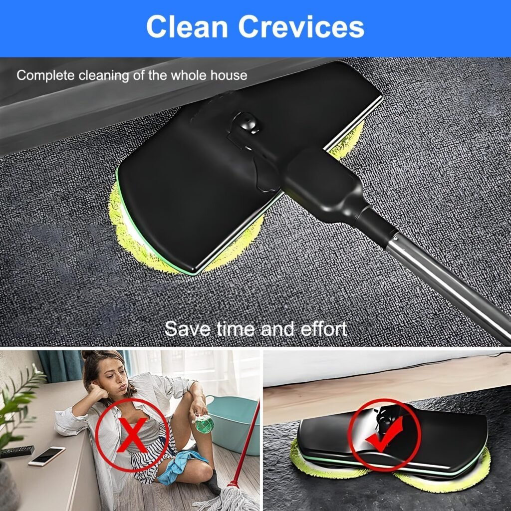 Electric Floating Mop, Mops for Cleaning Floors with 4 Scouring Pads, Floor Mops, Cordless Floor Cleaning Spin Mop Polisher Scrubber with Adjustable Handle Pole for Home Hardwood Tile PVC Floor