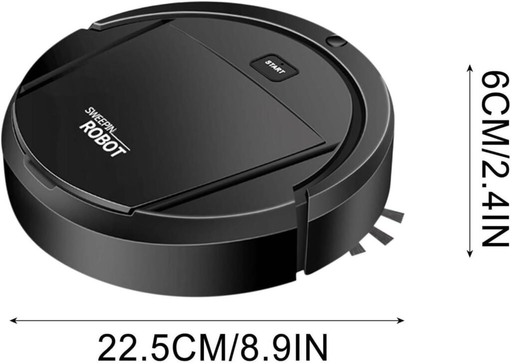 Household Robotic Vacuum Cleaner, Sweeping Robot, Robotic Vacuum, Automatic Mopping Vacuum Sweeping Robot, for Daily Cleaning, Pet Hair, Dirty Footprints, Carpet, Hard Floor (Black)