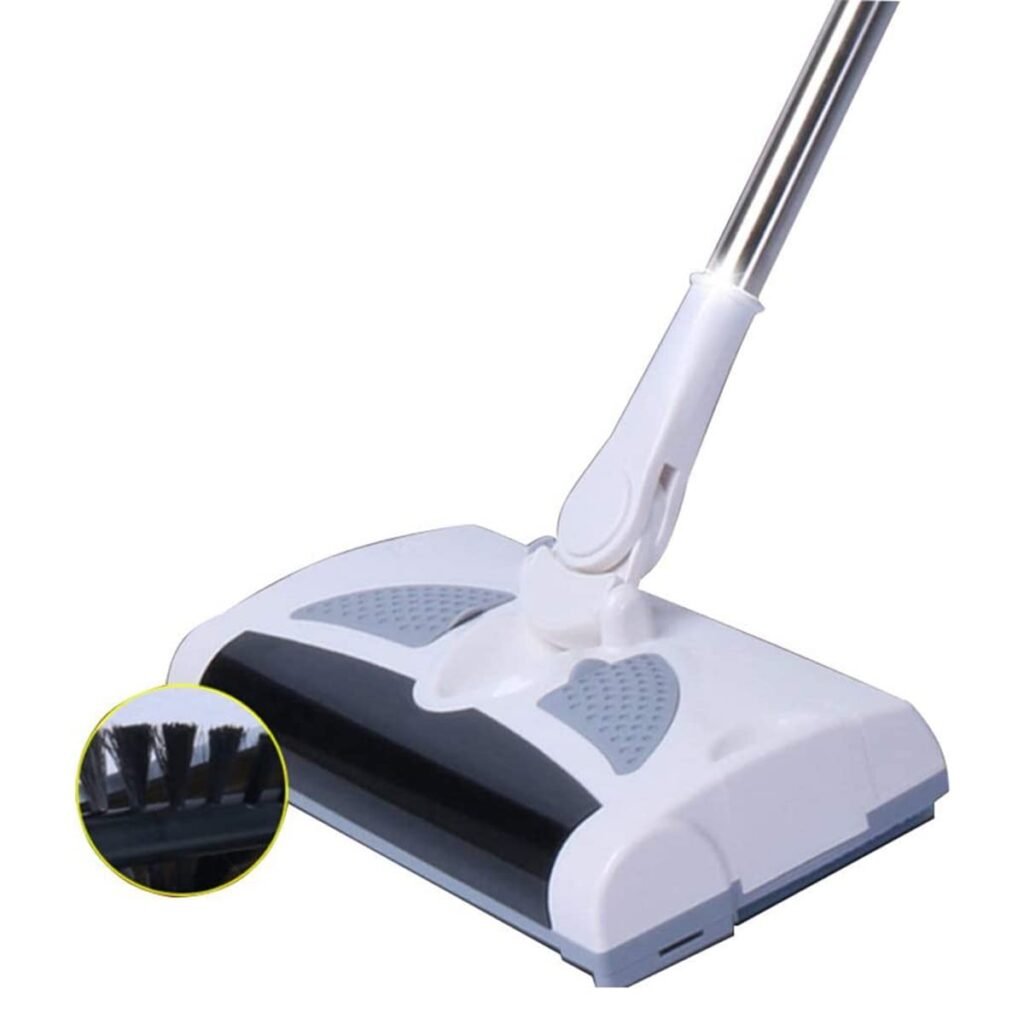 Rechargeable Cordless Sweeper, Lightweight Multi Surface Cleaner Manual Floor and Carpet Sweeper with High Level Pickup Both Forwards