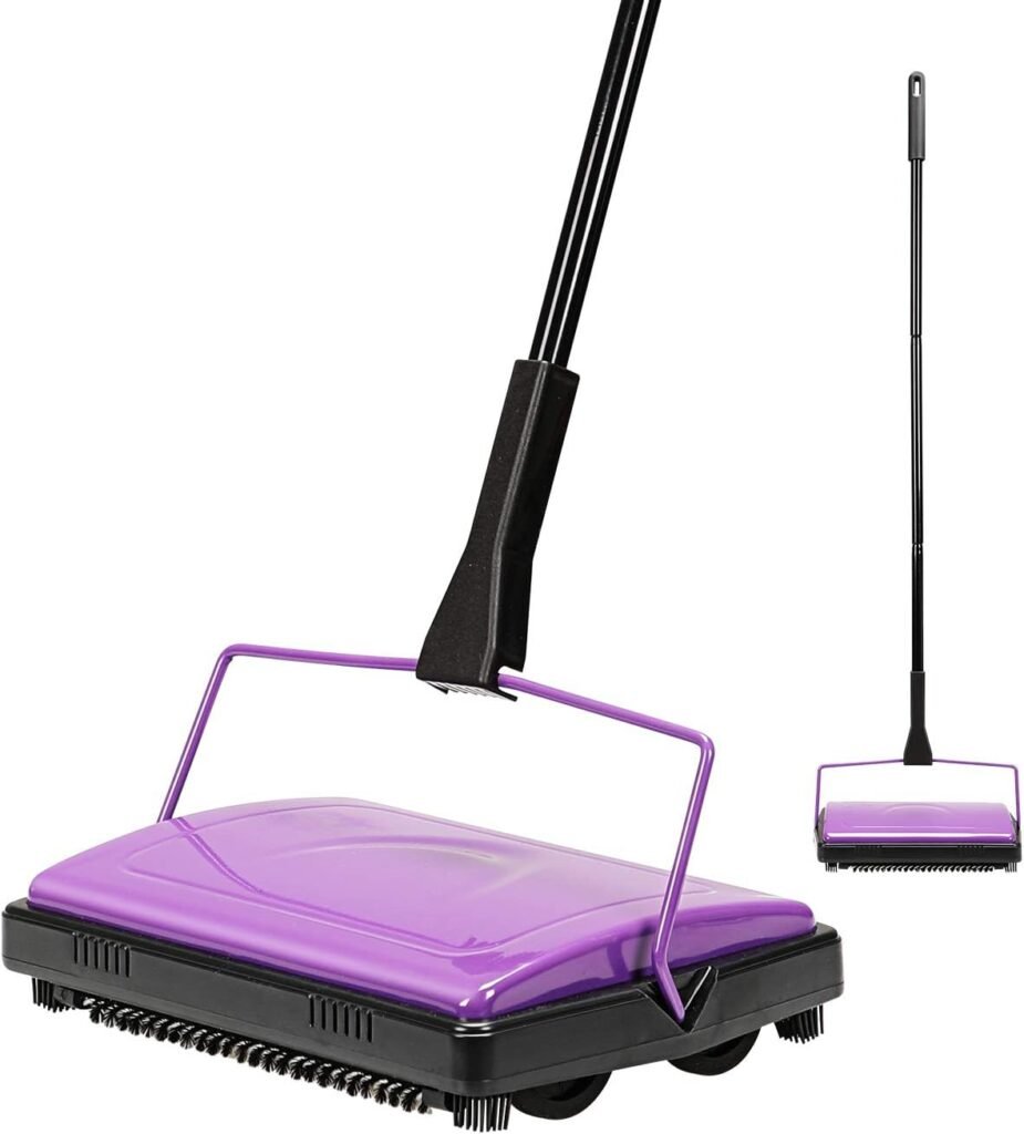 Yocada Carpet Sweeper Cleaner for Home Office Low Carpets Rugs Undercoat Carpets Pet Hair Dust Scraps Paper Small Rubbish Cleaning with a Brush Purple